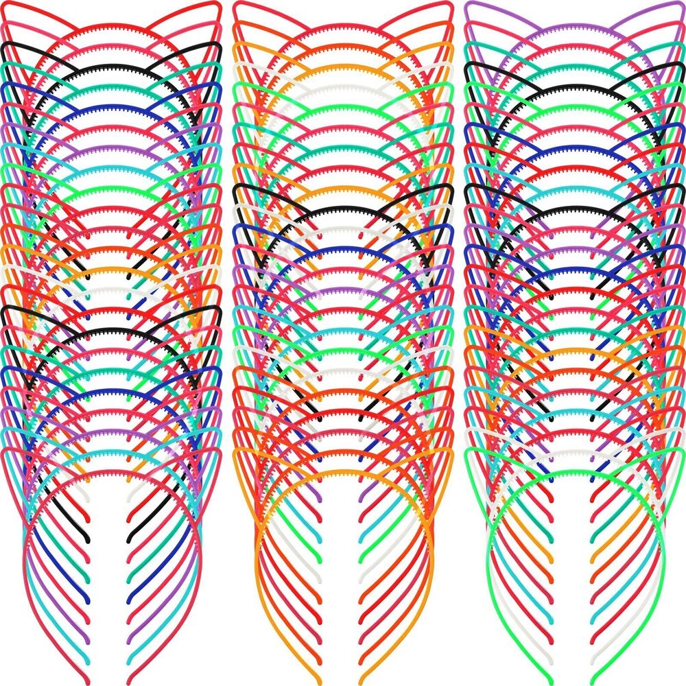 2151 70 Pcs Cat Ears Headband for Kids Girls Plastic Headbands Multicolor